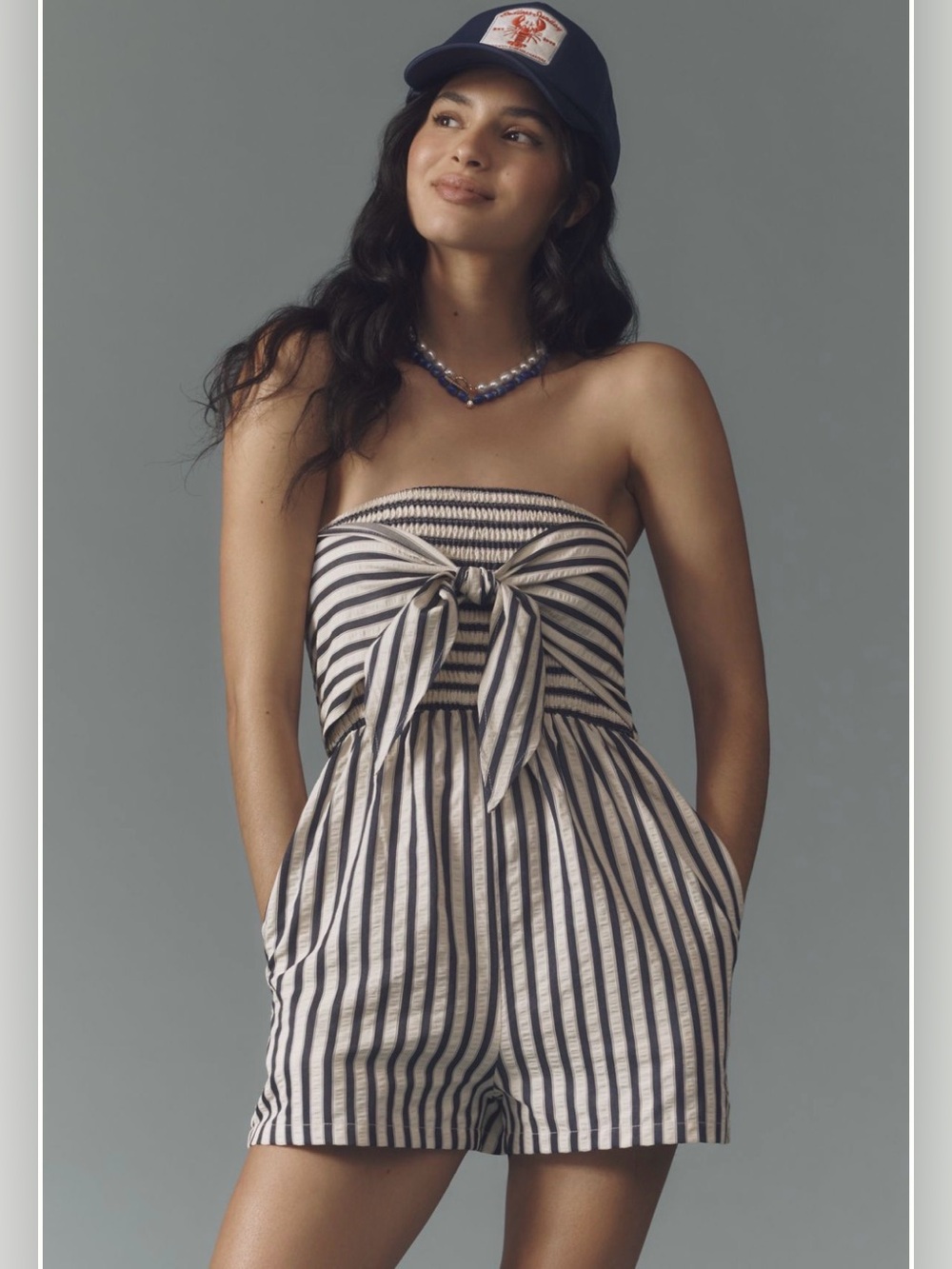 Bishop + Young navy and white striped romper